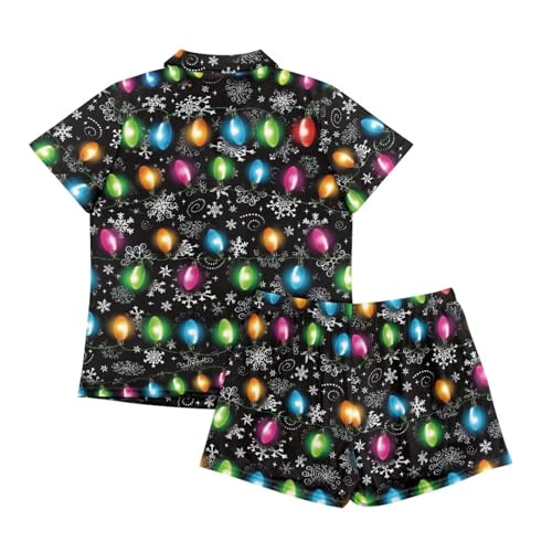 Image of Women's Short Sleeve Sleepwear Pajamas Nightwear with Pockets | Premium Polyester Fabric Ultra Soft Lightweight Breathable Touch, Wrinkle Resistant, All Day Cozy Wear for Daily Sleep