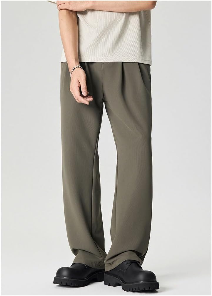 Men's Drop Straight Leg Dress Pants Spring Fall Lightweight Wide Trousers Pants for Men
