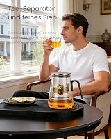 ZENS Magic Teekanne Glas mit Sieb, 1000ml Magnet Losen Tea Maker, Schwarz – Ansicht 2