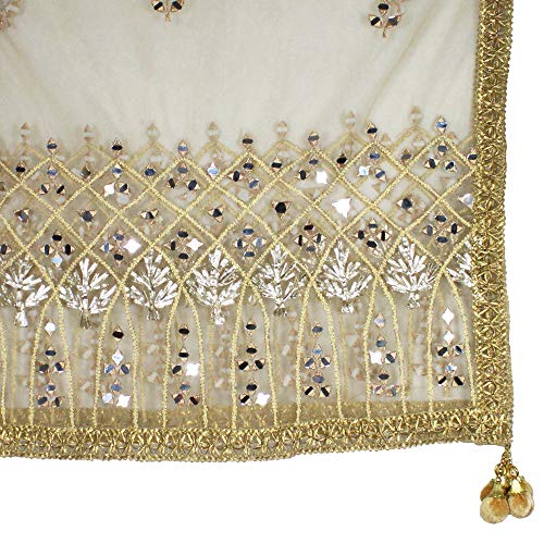 Dupatta Chunni Embroidery Mirror Scarf Net Work Shawl Hijab Head Wrap Party Wear Wedding Stole Gift For4