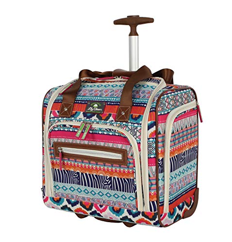 Lily Bloom Designer 15 Inch Carry On - Weekender Overnight Business Travel Luggage - Lightweight 2-Rolling Wheels Suitcase - Under Seat Rolling Bag For Women (One Size, Tribal Stripe) #TOP1