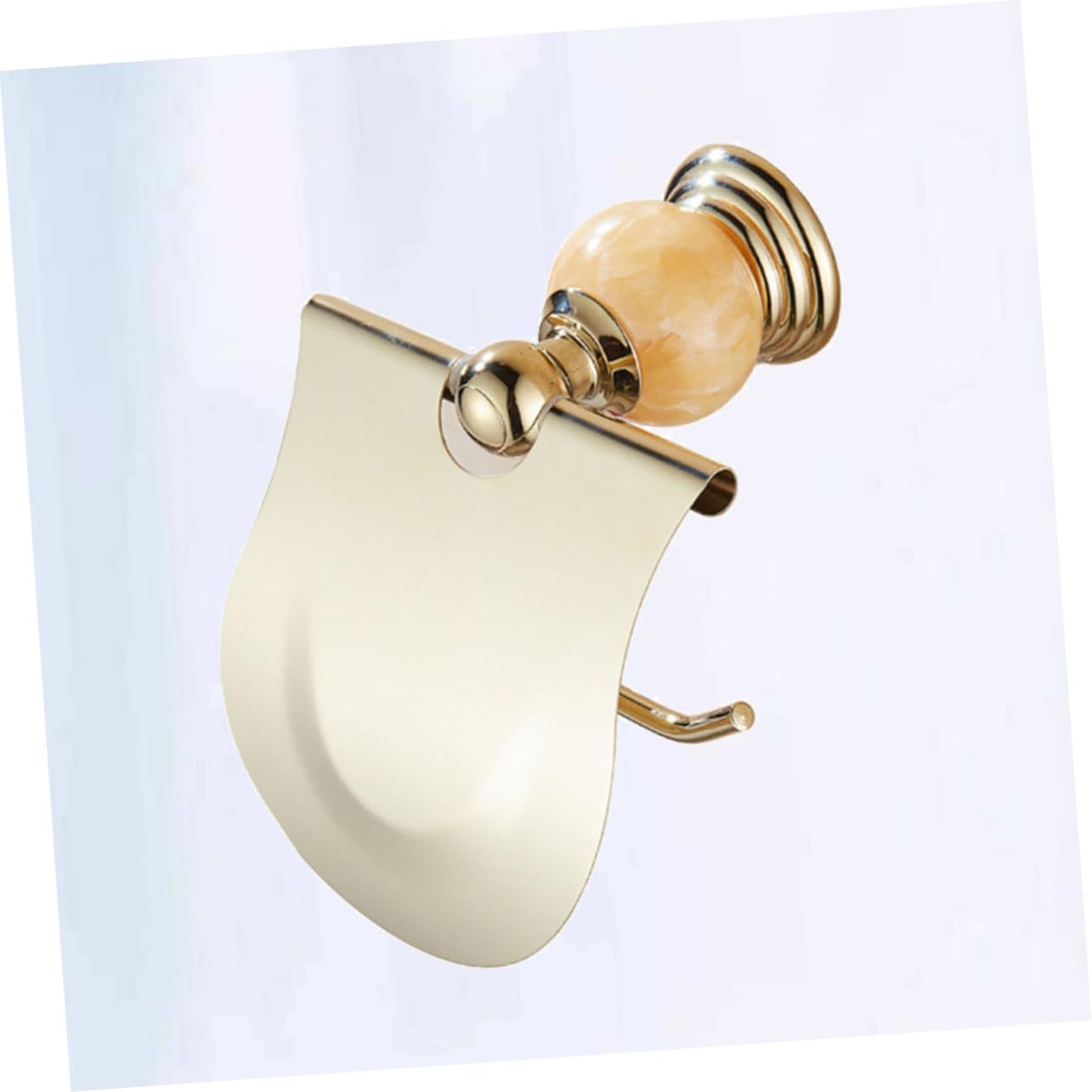 Housoutil Sturdy Stainless Steel Gold Toilet Paper Holder Wall Mount Paper Roll Holder for Bathroom Adhesive Roll Stand