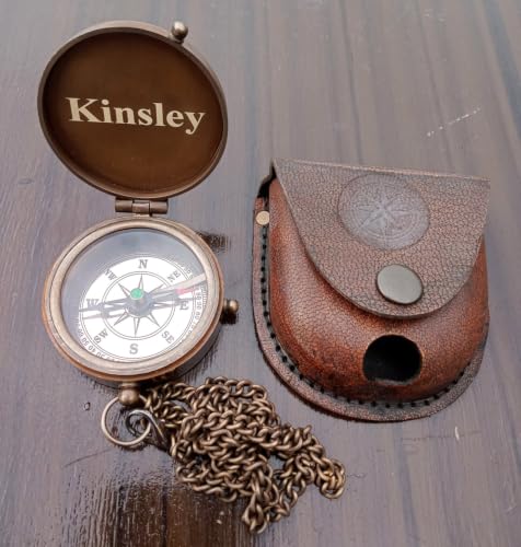 Brújula personalizada de latón grabado, tamaño de bolsillo estilo vintage antiguo miniatura 4