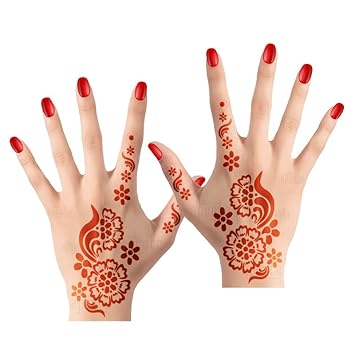 Apcute Mehandi Ke Chhape Set of - 2 Piece | Henna Tattoo stencil for Women, Girls and kids Easy to use in just 4 steps New Design Collection | Design No - APCUTE-H4