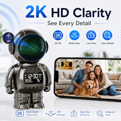 DYPCO Indoor Security Camera with Temperature and Humidity Monitoring, Smart Home Camera with Alarm Function, Real-Time Alerts for Home Safety — view 3