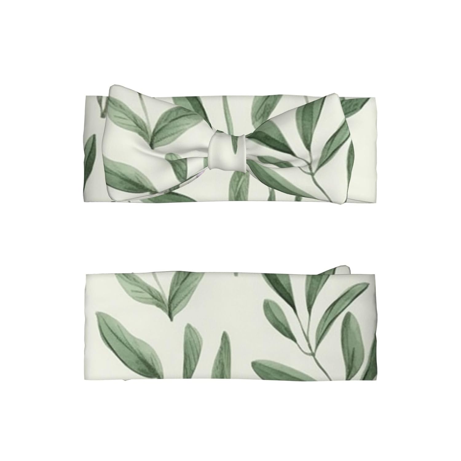 Green Flower Herb Sage Leaves And Branches Baby Bows Headbands,Super Stretchy Soft Baby Girl Headbands Handmade Newborn Head Bands Hair Accessories For Babies Infant Toddler