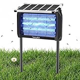 Insektenvernichter Elektrisch Solar - 10W Outdoor Mückenlampe mit UV-Lampe, 4000mAh Akku 12h Dauerbetrieb, IPX5 Wasserdicht, Gratis Kette für Wandmontage & Erdstecker, für Garten/Terrasse/Camping