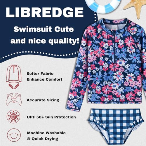 Image of Toddler Girls Swimsuit Rash Guard Sets 2-Piece Bathing Suits UPF 50+ Summer Kids Swimwear 2-7T