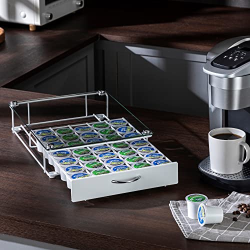 Flagship Coffee Pod Holder For Keurig Pods K Cup Organizer K Cup Holder For Counter Glass Top Elegant White #TOP4