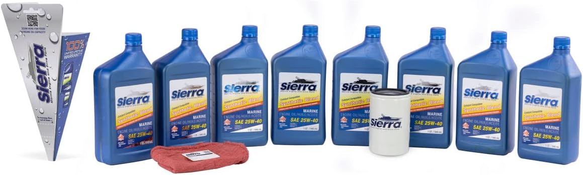 Sierra 18-9223 Oil Change Kit for Mercury 200-400R Verado Engines - 25W-40