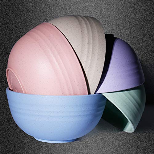 Unbreakable Reusable Mini Bowls Eco-Friendly Wheat Straw Dinner/Dessert/Salad Bowls Lightweight Noodle Bowl,Dishwasher & Microwave Safe Bowls Sets 4 Pieces (4.7') #TOP2