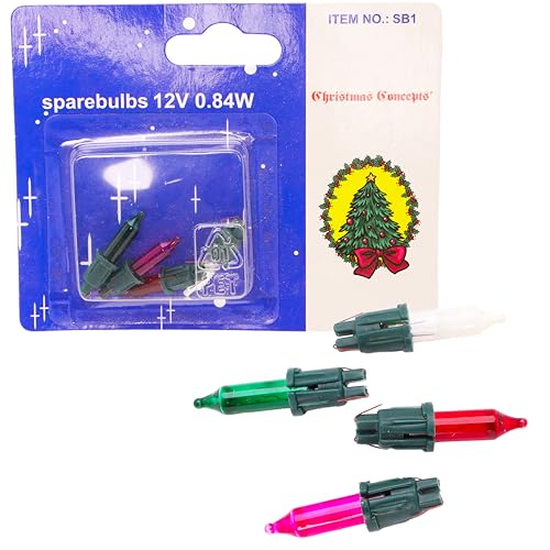 Pack de 3 ampoules de rechange multicolores enfichables de Mrs Christmas avec 1 fusible - 12v