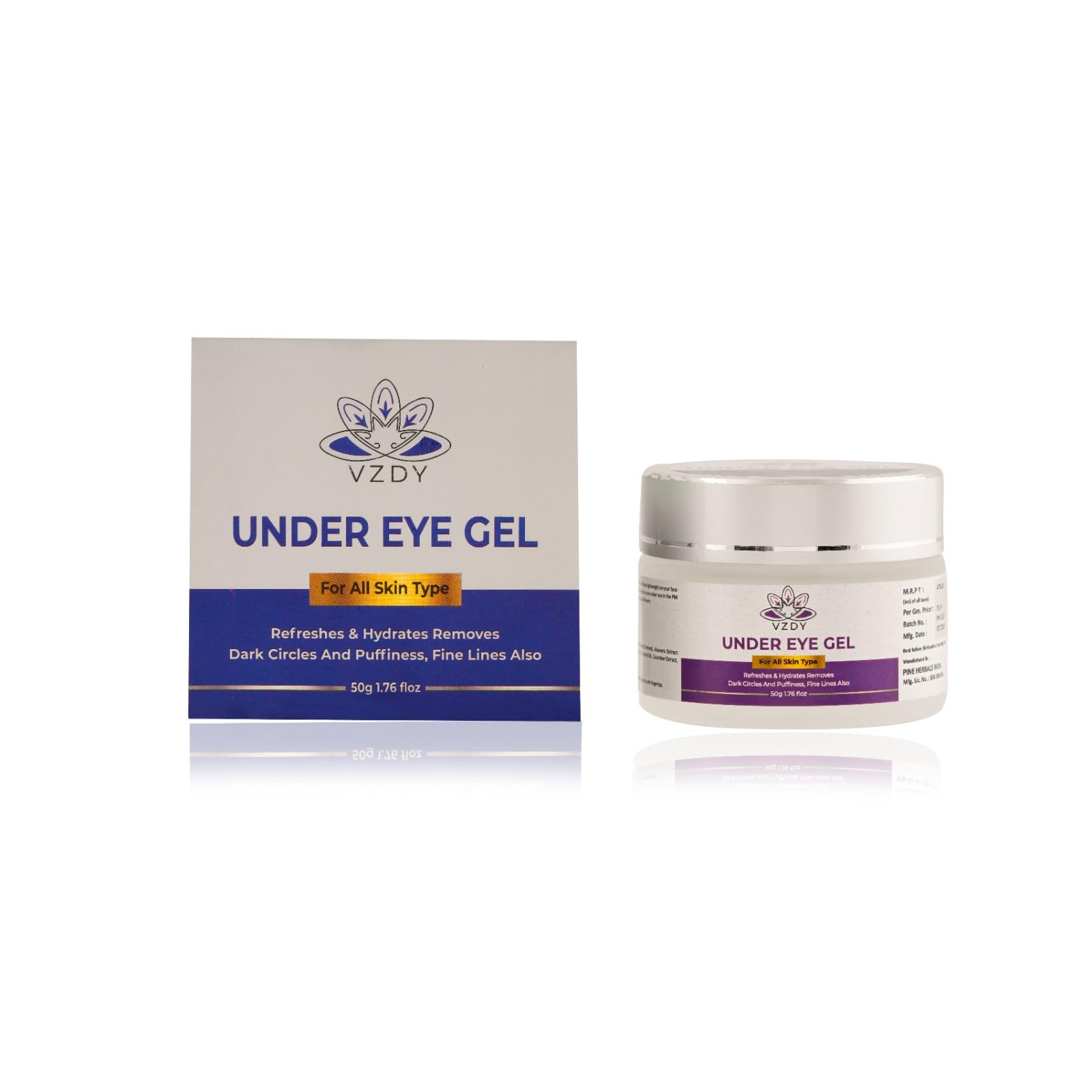 VZDY Under Eye Cream Gel for Remove Dark Circles and Puffiness, 50g, Refreshes and Hydrates, For All Skin Types