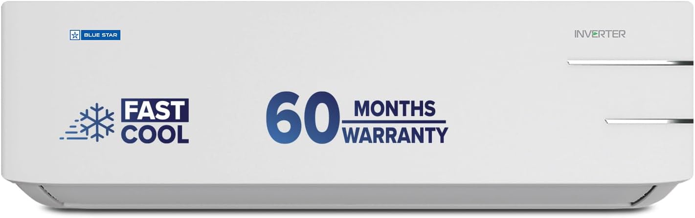 Blue Star 1.5 Ton 3 Star, Inverter Split AC (Copper, 5 in 1 Convertible, Turbo Cool, Energy Saver, Blue Fins, ID318YKU, White)