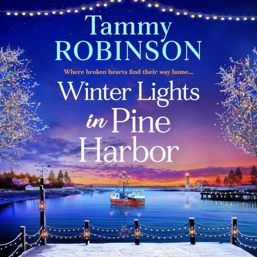 Diseño de la portada del título Winter Lights in Pine Harbor