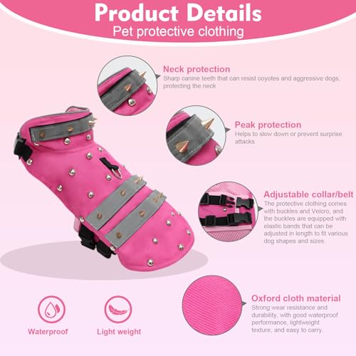 Spitze Hundeweste, Hundeschutzweste, wasserdichte Haustiergeräte, widerstandsfähig gegen Bisse von Vorwolfen und Anderen großen Hunden, geeignet für Katzen, Hunde und Kaninchen, rosa (M)