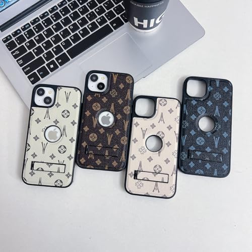 Dropcases Compatible with iPhone 14 Case Designer for Women Girls Luxury Leather Case Logo View with Metal Stand Shockproof Protective Phone Cover for iPhone 14-6.1”(White) by Dropcases - Used condition - Image 3