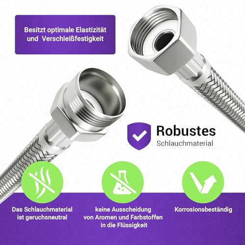Viоks.pro 3/8 Schlauch (15,2mm) Überwurf und Außengewinde 30 cm & Armaturenschlauch Anschlussschlauch Armatur Trinkwasserschlauch Flexibler Schlauch für Wasserhahn Eckventil Küchenarmatur Spülkasten