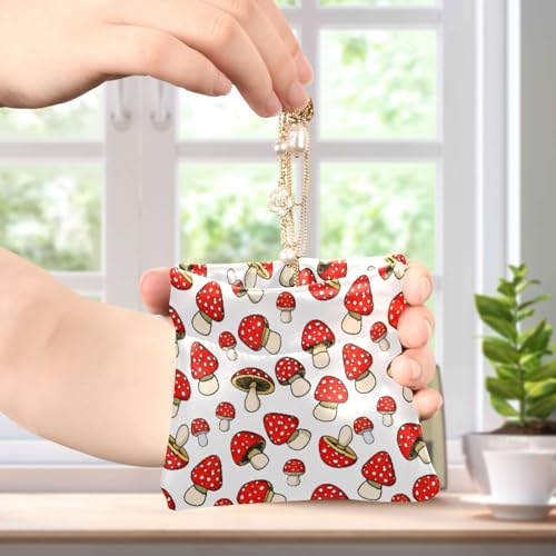 Cartoon Red Mushrooms Coin Purse Leather Pouch Change Purse, Squeeze Coin Pouch for Cards, Keys & Lipsticks, Unisex4