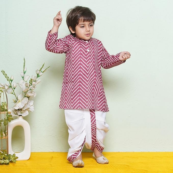 Image of AJ DEZINES Kids Ethnic Wear Pure Cotton Dhoti Kurta Set For Boys