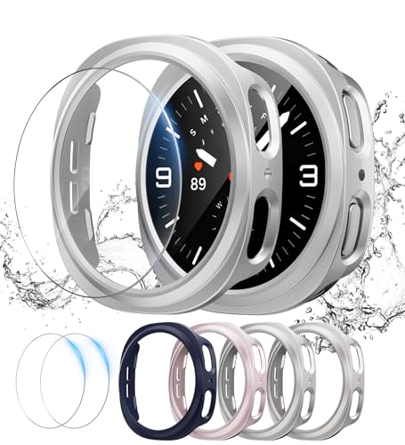 [4+2���p�b�N] Samsung Galaxy Watch 8 40mm �P�[�X �X�N���[���v���e�N�^�[�A�n�[�hPC�o���p�[�ی�J�o�[ HD�܂�~�ߋ����K���X�t�B�����y�~�b�h�i�C�g�u���[+�V���o�[+���[�Y�s���N+�X�^�[���C�g�z
