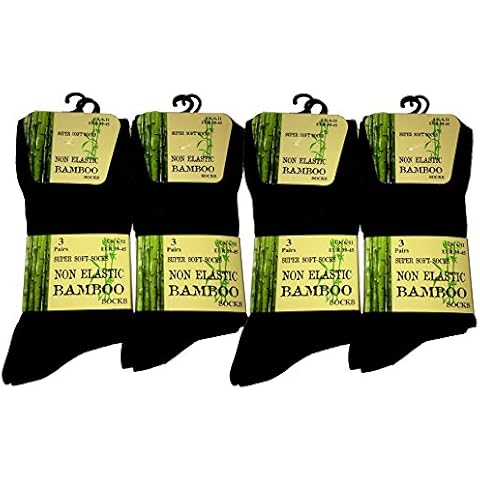 Mens Anti-Bacterial Bamboo Super Soft Work/Casual Non Elastic Top Socks Black (12 Pairs, Black) Cover