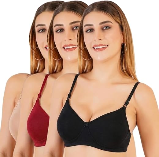 The Faha Women's Cotton Full Coverage Non-Padded Wirefree Everyday Bra | Combo