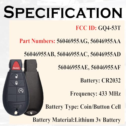 SUPALAND Key Fob Replacement Fits for Dodge Ram 1500 2013-2021 Ram 2500 3500 4500 5500 2013 2014 2015 2016 2017 2018 Ram 1500 Classic 2019-2024 keyless Entry Remote Control GQ4-53T by SUPALAND - Used condition - Image 3