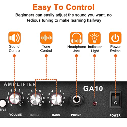 Vangoa Amplificateur pour Guitare Electrique 10W Portable Ampli Guitare Haut-parleur intégré de 5,5 pouces Conférencier… - Les Beatles, Paul McCartney, John Lennon, RIngo Starr, George Harrison Vangoa Amplificateur pour Guitare Electrique 10W Portable Ampli Guitare Haut-parleur intégré de 5,5 pouces Conférencier… – Image 3