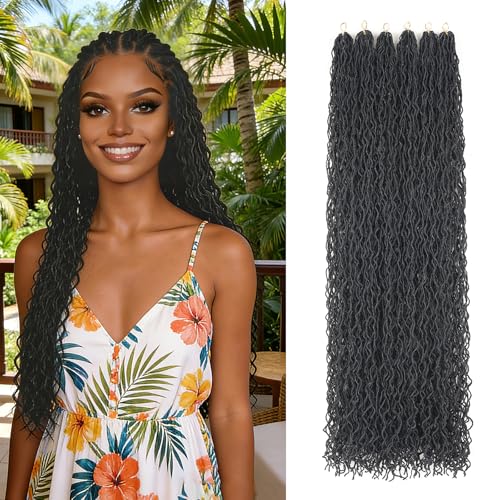 Super Long Micro Curly Locs Hair Extension 36 Inch 6 Packs Color Natural Black，Sister Locks Dreadlock Thin Braids (36”,1B#)