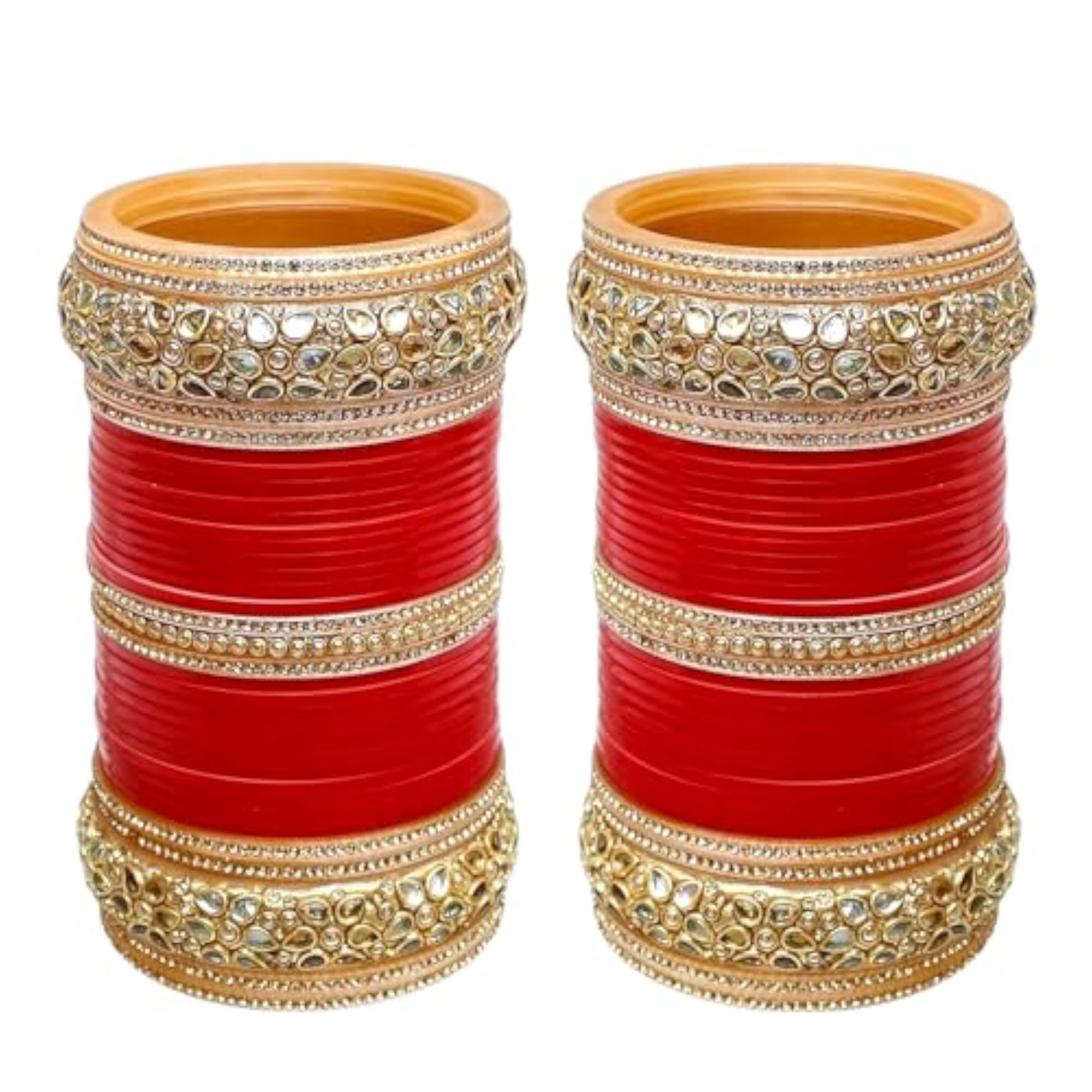 Bridal Red Designer Chura Bangle Set for Weddings