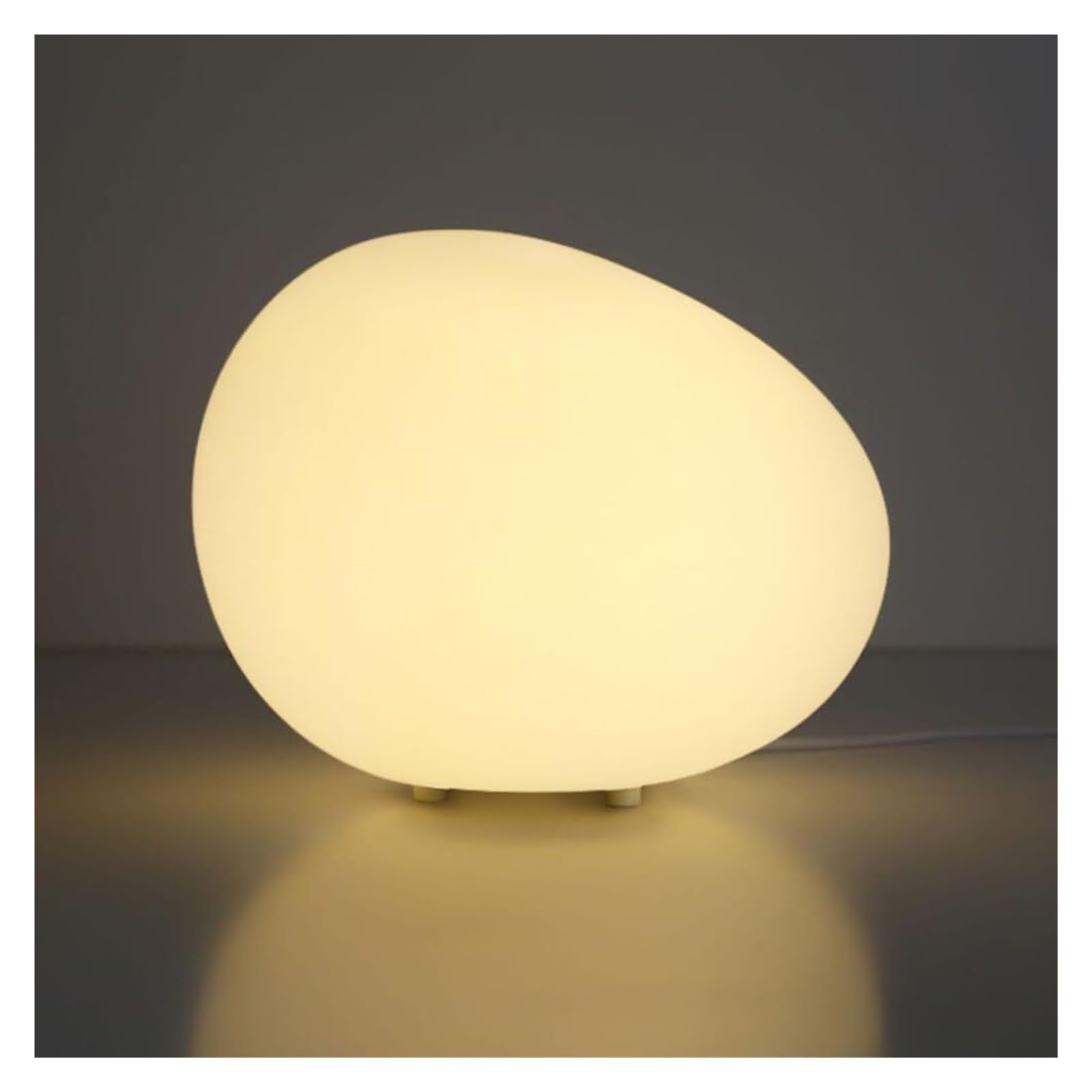 Khukhu One Color Cute Pebble Shape Nightstand Lamp - White Acrylic Table Lamp