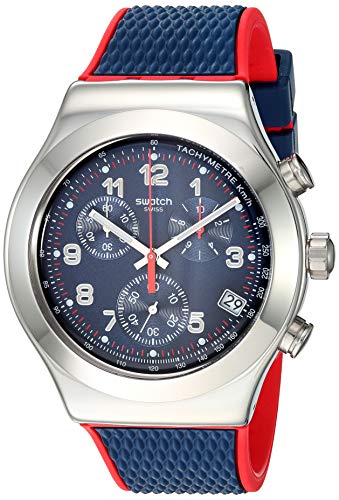 Preisvergleich Produktbild Swatch Herren Chronograph Quarz Uhr mit Gummi Armband YVS452