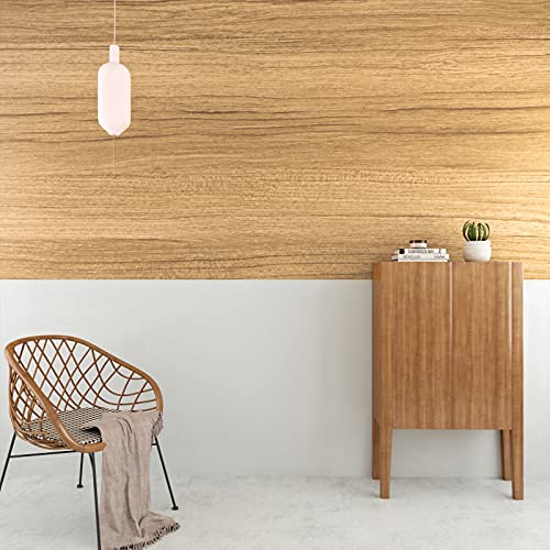 VEELIKE Light Brown Wood Contact Paper Peel and Stick Wood Wallpaper 32''x118'' Thick Wood Grain Contact Paper for Countertops Waterproof Removable Wood Viny Wrap for Cabinets Table Shelves Furniture by VEELIKE - Image 5