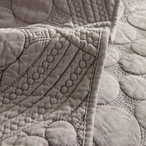 Xslive Cotton Quilted Sofa Cover Boho Circle Embroidered Sectional Couch Slipcover Solid Color Non Slip Sofa Slipcover Furniture Protector For Dogs, Pets, Children (Light Grey,35"X82") #TOP5