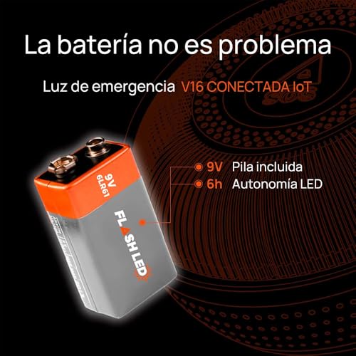 FlashLED Notlicht V16 DGT 3.0 mit Hülle, mit Geolokalisierung, App inklusive, SIM-Karte und kostenloser Datendienst bis 2038, magnetischer Boden