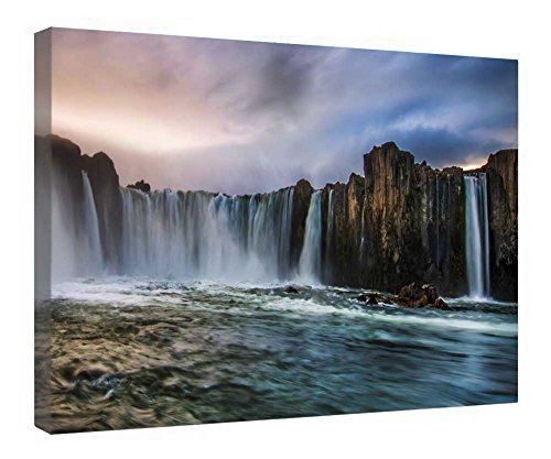 Toile cascades tableau encadré bois décoration paysage nature salon 40x50cm