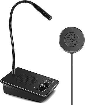 Daytech Window Speaker System 2 Way Intercom Communication Microphone Intercom Anti-Interference for Bank Restaurant Business Government Office Hospital with Volume Control 2 Pack