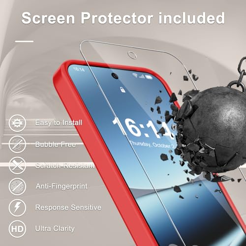 Image of for Google Pixel 10a Case, Matte Magnetic Phone Cover [with 1 Screen Protector] [Support for MagSafe] [Shockproof Military Grade Protection] Translucent Frosted Back, Red