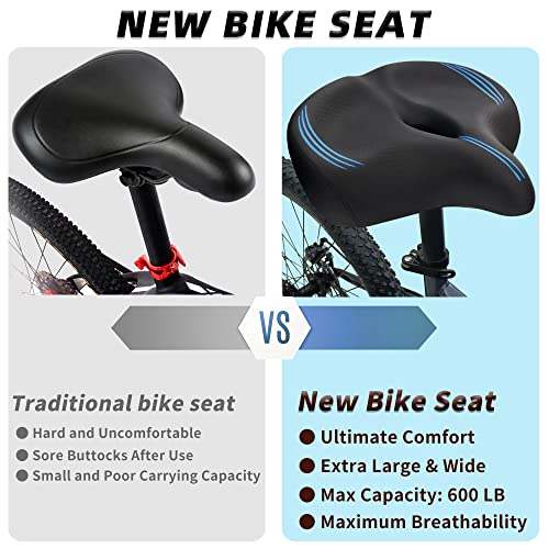 Cdywd Oversized Bike Seat For Men & Women Comfort - Extra Wide Soft Cushion Bicycle Seat Comfortable Replacement - Large Padded Bike Saddle For Exercise, Spin, Stationary, Cruiser, Road Bike Or Ebike #TOP4