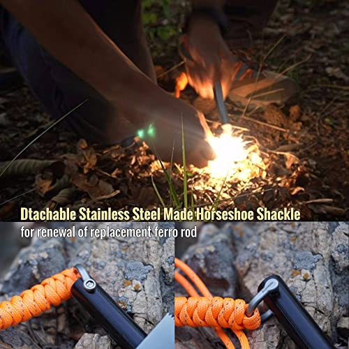 Ferrofire Fs91 Super Duty Extra Large Ferro Rod Fire Starter With 9/16 Inch X 4 Inch Ferrocerium Rod Magnesium Flint And Steel Ferro Rod Striker 550 Paracord Lanyard Handle For Camping Emergency #TOP6