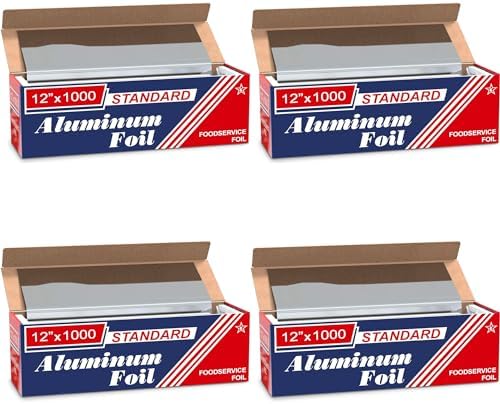 Ox Plastics Heavy Duty Aluminum Foil Roll - 12" X 1000 Feet, 20 Micron Thick For Commercial & Home Use