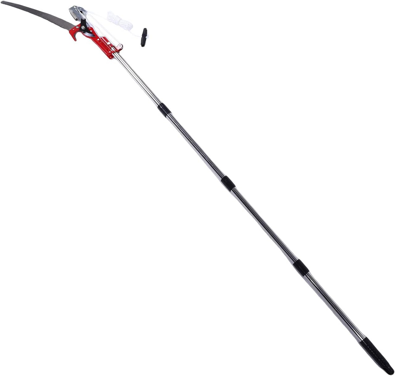 Zerodis Manual Pole Saws Adjustable Tree Trimming Pole Saw Manual Extendable Pruner with Cutter and Scissor for Garden Outdoor Tree Branch Care Stainless Steel Lightweight 3 to 14 Feet