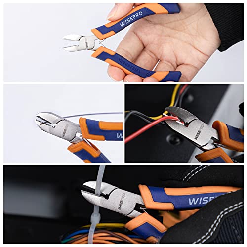 Wisepro Mini Diagonal Pliers, 4.5 Inch Micro Wire Flush Cutters, Precision Side Cutting Pliers With Spring Shrapnel Loaded #TOP4