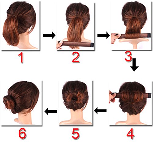 AKOAK Máquina de fazer coque de cabelo, French Twist Donuts Magic DIY, marrom escuro, pacote com 2