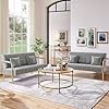Yaheetech Divano Imbottito a 2 Posti in Velluto Divanetto da Salotto con Braccioli 143,5 cm × 71,5 cm × 75,5 cm Sofa Moderno con 2 Cuscini Divano per Soggiorno Camera da Letto Grigio Chiaro #1