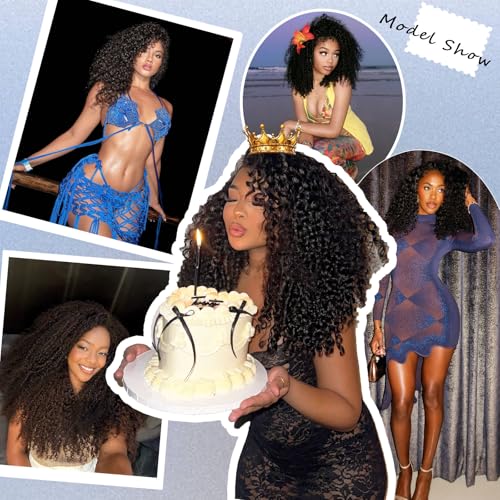 Jerry Curly Hair Clip in Extensions Real Human Hair 16 inch 3b 3c Curly Clip ins Soft 8A Real Brazilian Remy Human Hair Curly Hair Extensions for Black Women 7Pcs with 24 Clips Natural Black - Thumbnail 4