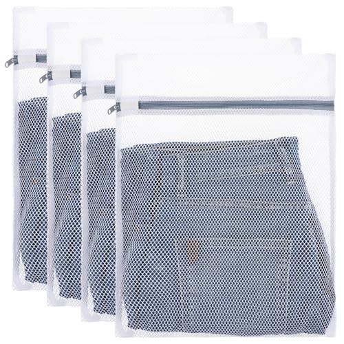 Nogeqi - Nogeqi Lot de 4 sacs à linge délicats en maille (30 x 40 cm) durables pour lingerie, petits sacs à linge en maille pour machine à laver, lingerie, vêtements de bébé, chaussettes, sous-vêtements