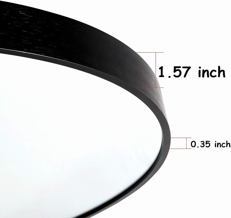 ZHUNFA Black Round Mirror 20 Inch Wall-Mounted Circle Mirror with Brushed Metal Frame for Bathroom, Living Room, Bedroom