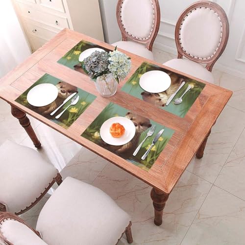 Set de table PVC motif loutre (lot de 4) antidérapant et résistant à la chaleur
